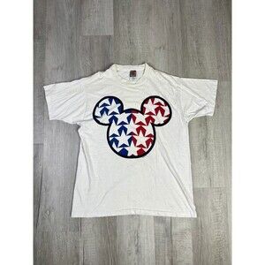 VTG 90s Disney Shirt XL Mickey Mouse Red White Blue Stars USA Single Stitch P